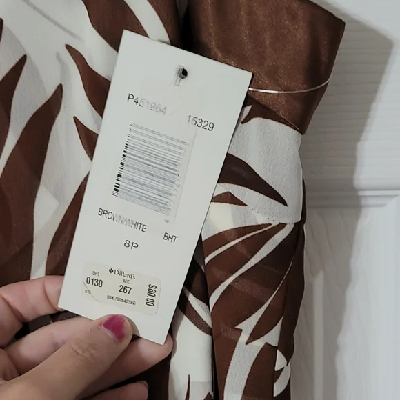 Signature by Robbie Bee NWT sz.8P brown/white fully lined - Picture 2 of 4